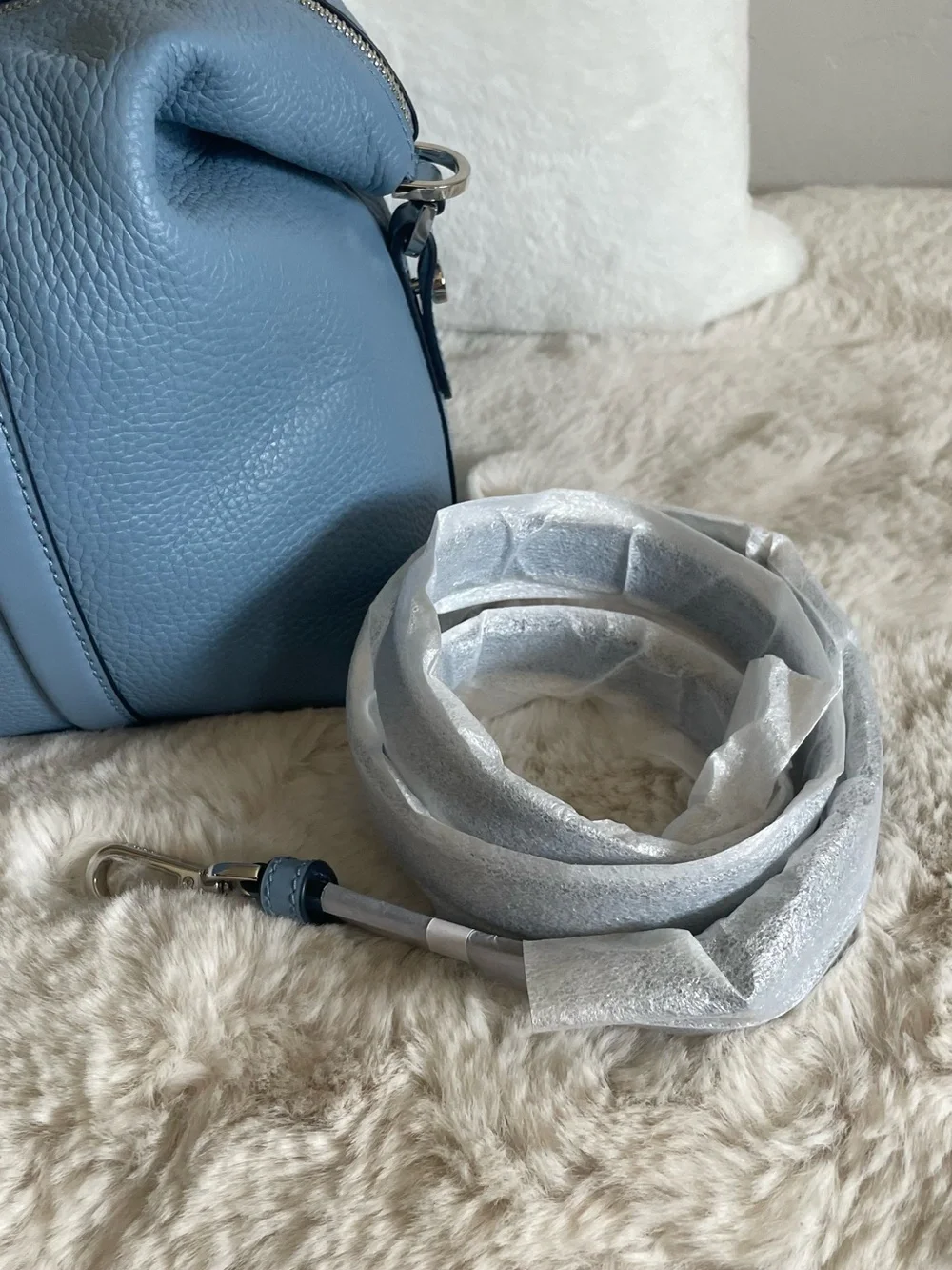 Michael Kors Slate Blue Pebbled Leather Satchel
